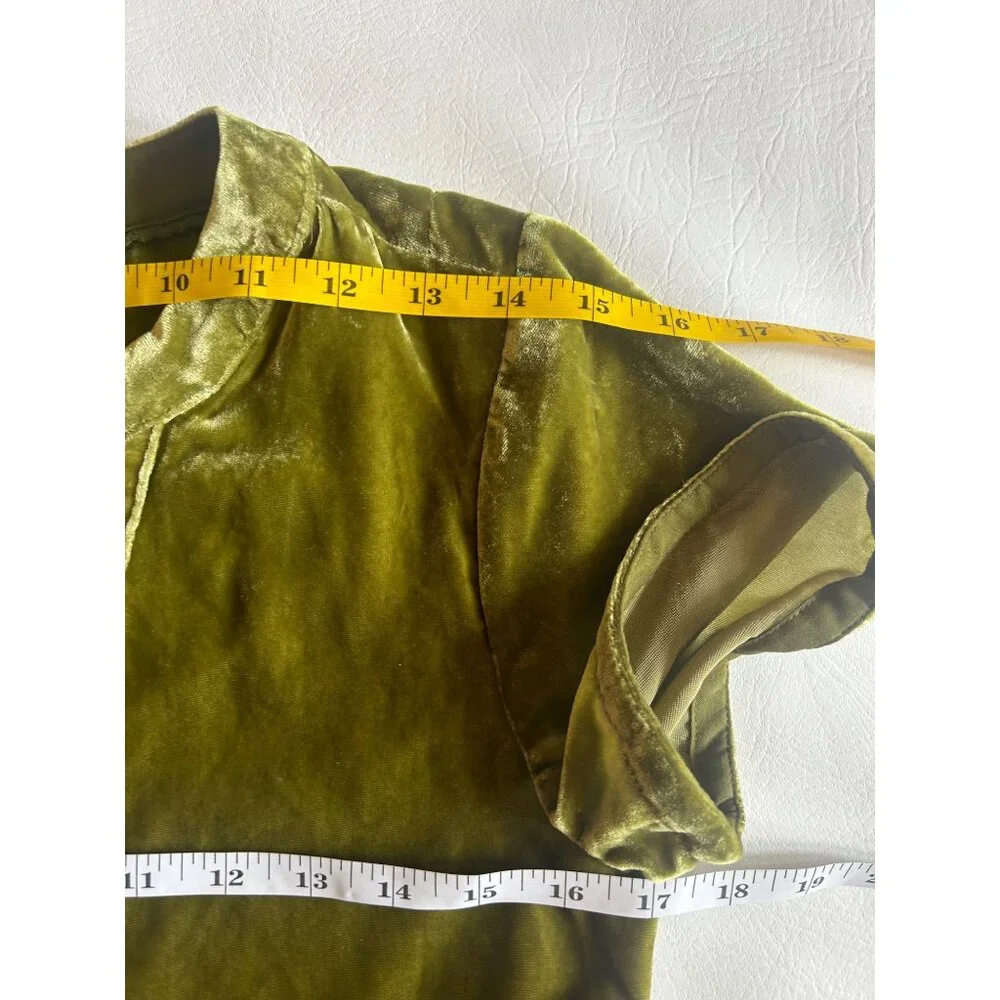 Maeve By Anthropologie XS Olive Green Tiered Velvet Dress XS - Picture 7 of 8